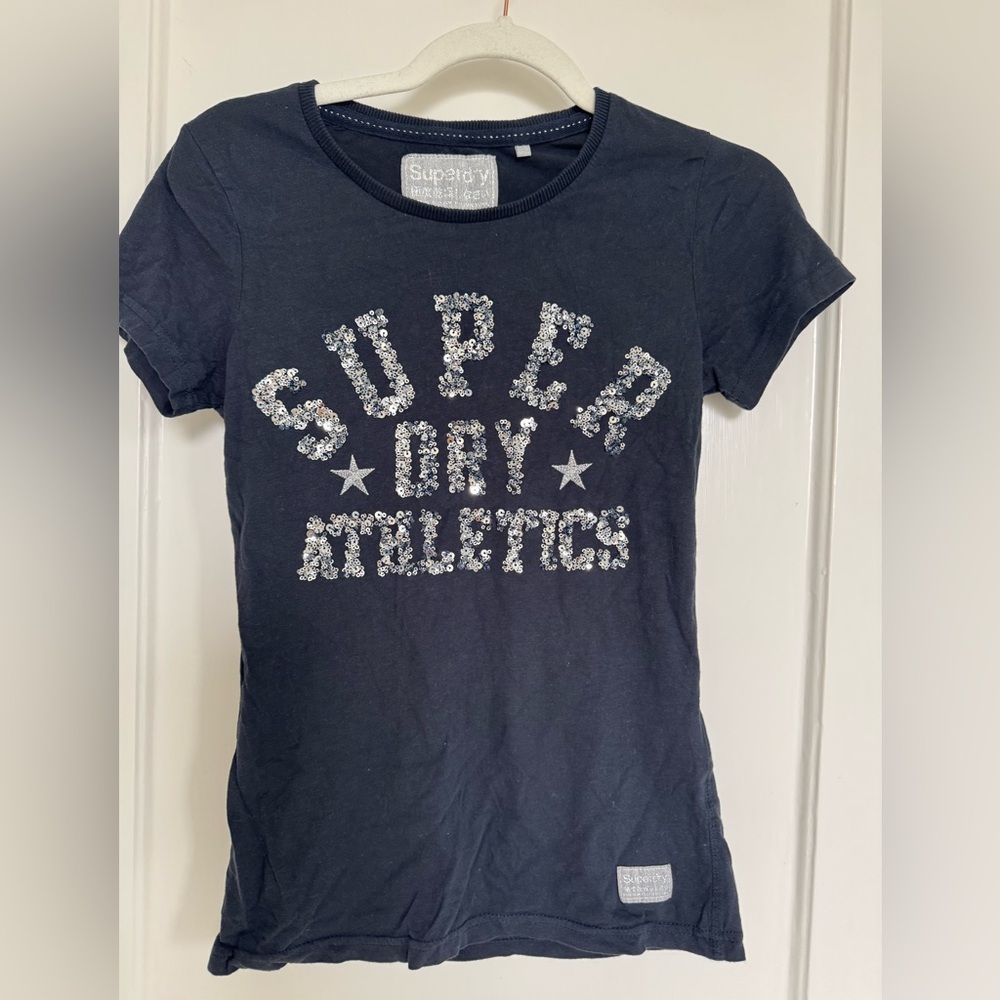 Superdry Navy T-Shirt with Sequin Logo